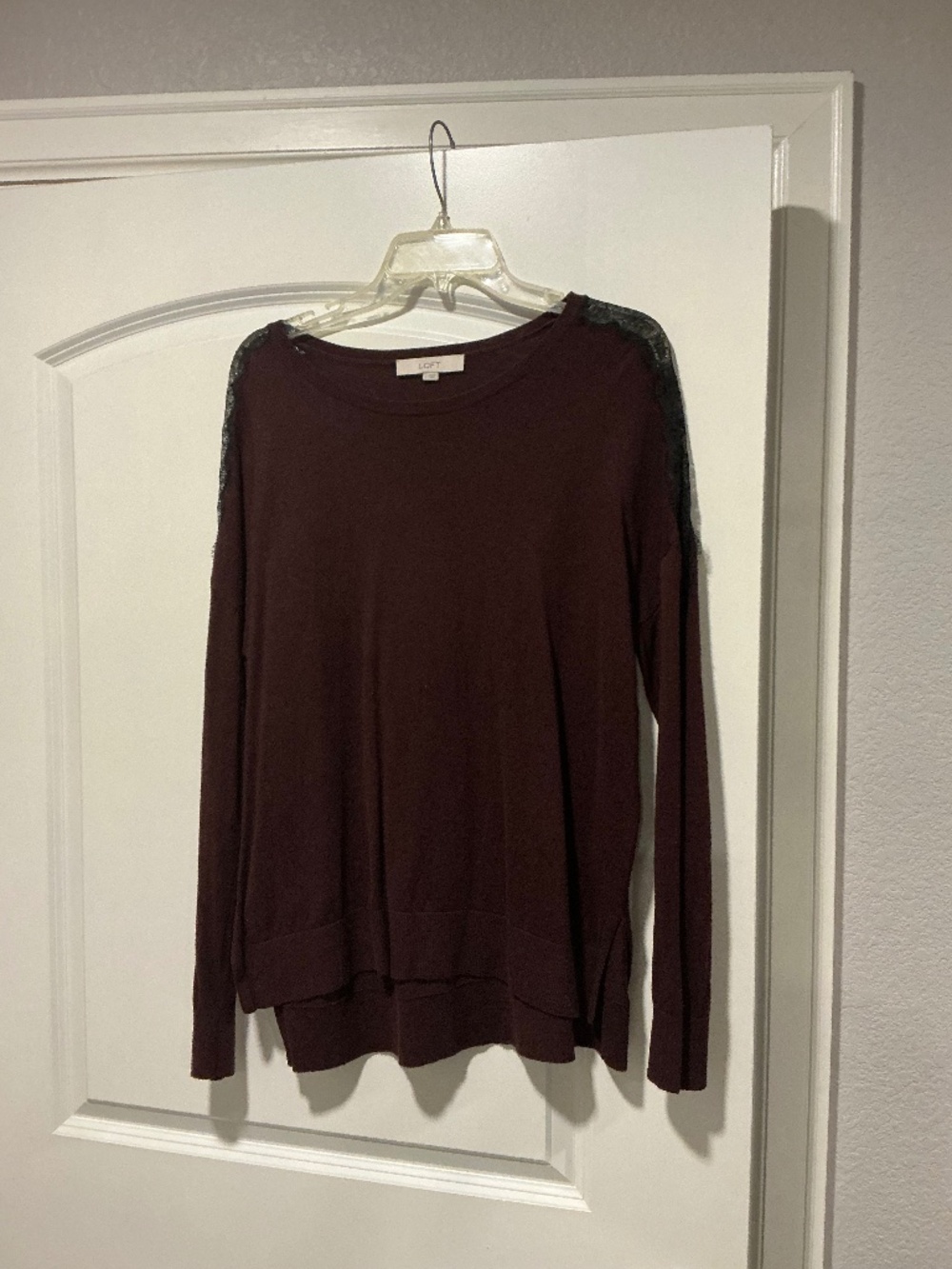 Loft Long Sleeve Lace Lined Blouse